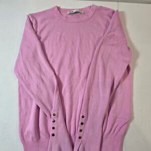Zara Pink Crewneck Sweater with detailed sleeves.